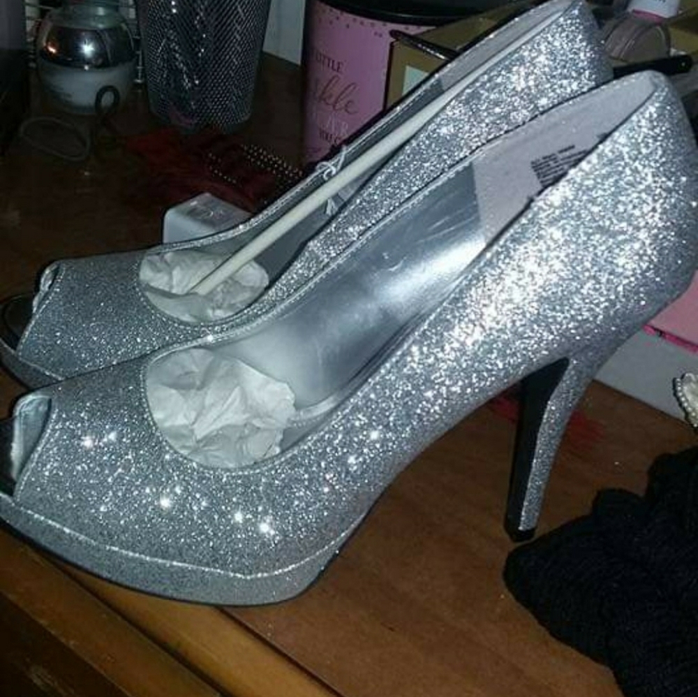 Silver Glitter Heels